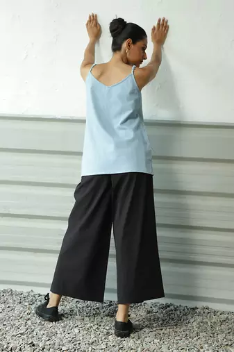 Light blue and black cotton denim poplin wayfarer match set