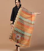 Digital Floral Motif Print Orgenza Silk Embroadery Sequnce Work Traditional Dupatta Wear on Kurti For Women and Girls