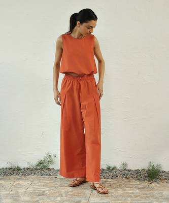 Orange poplin sunshine drawstring top 2