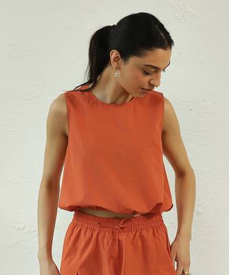 Orange poplin sunshine drawstring top 3