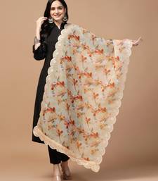 Digital Floral Motif Print Orgenza Silk Embroadery Sequnce Work Traditional Dupatta Wear on Kurti For Women and Girls