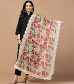 Digital Floral Motif Print Orgenza Silk Embroadery Sequnce Work Traditional Dupatta Wear on Kurti For Women and Girls