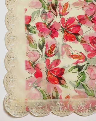 Digital Floral Motif Print Orgenza Silk Embroadery Sequnce Work Traditional Dupatta Wear on Kurti For Women and Girls 5