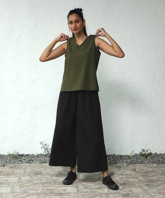 Olive green/ black poplin bohemian co-ord set 1