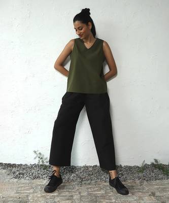 Olive green/ black poplin bohemian co-ord set 2