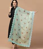 Digital Floral Motif Print Orgenza Silk Embroadery Sequnce Work Traditional Dupatta Wear on Kurti For Women and Girls