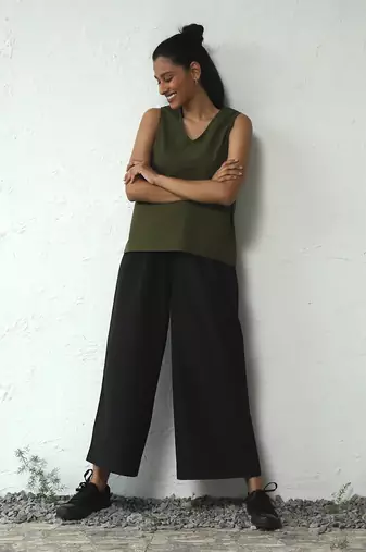 Olive green/ black poplin bohemian co-ord set