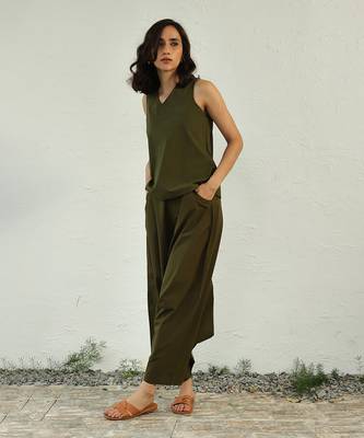Olive green poplin olive fusion co-ord 2
