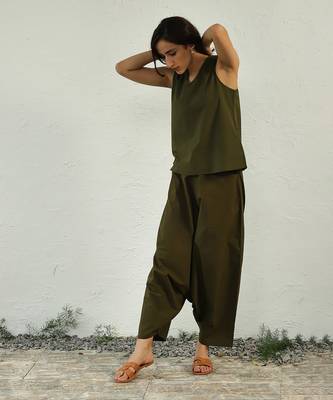 Olive green poplin olive fusion co-ord 3