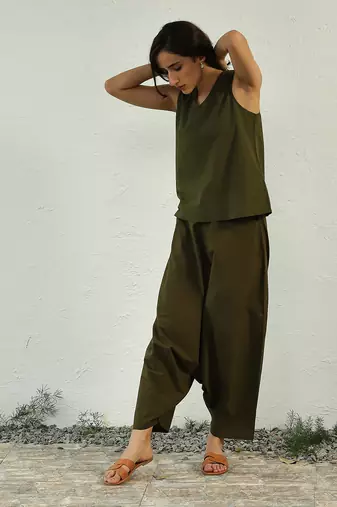 Olive green poplin olive fusion co-ord