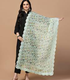 Digital Floral Motif Print Orgenza Silk Embroadery Sequnce Work Traditional Dupatta Wear on Kurti For Women and Girls