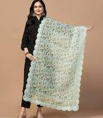 Digital Floral Motif Print Orgenza Silk Embroadery Sequnce Work Traditional Dupatta Wear on Kurti For Women and Girls