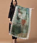Digital Floral Motif Print Orgenza Silk Embroadery Sequnce Work Traditional Dupatta Wear on Kurti For Women and Girls