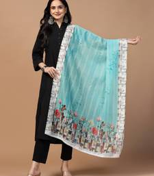 Digital Ethnic Motif Print Chanderi Cotton Crochet Work Regular Dupatta Wear on Kurti For Women and Girls