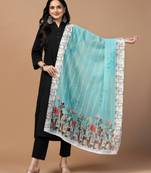 Digital Ethnic Motif Print Chanderi Cotton Crochet Work Regular Dupatta Wear on Kurti For Women and Girls