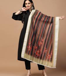 Digital Ethnic Motif Print Chanderi Cotton Crochet Work Regular Dupatta Wear on Kurti For Women and Girls