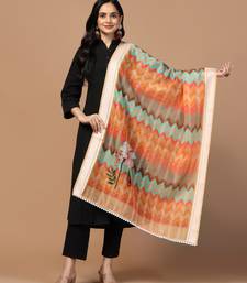 Digital Ethnic Motif Print Chanderi Cotton Crochet Work Regular Dupatta Wear on Kurti For Women and Girls