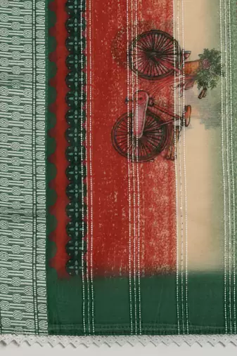 Digital Ethnic Motif Print Chanderi Cotton Crochet Work Regular Dupatta Wear on Kurti For Women and Girls