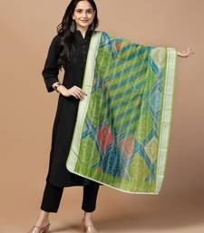 Digital Ethnic Motif Print Chanderi Cotton Crochet Work Regular Dupatta Wear on Kurti For Women and Girls