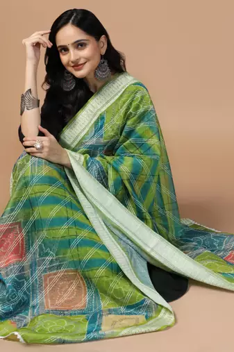 Digital Ethnic Motif Print Chanderi Cotton Crochet Work Regular Dupatta Wear on Kurti For Women and Girls