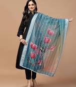 Digital Ethnic Motif Print Chanderi Cotton Crochet Work Regular Dupatta Wear on Kurti For Women and Girls