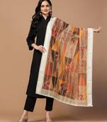 Digital Ethnic Motif Print Chanderi Cotton Crochet Work Regular Dupatta Wear on Kurti For Women and Girls