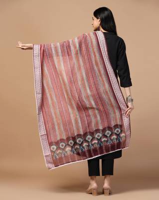 Digital Ethnic Motif Print Chanderi Cotton Crochet Work Regular Dupatta Wear on Kurti For Women and Girls 4