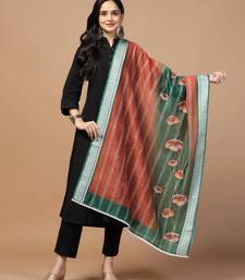 Digital Ethnic Motif Print Chanderi Cotton Crochet Work Regular Dupatta Wear on Kurti For Women and Girls