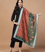 Digital Ethnic Motif Print Chanderi Cotton Crochet Work Regular Dupatta Wear on Kurti For Women and Girls