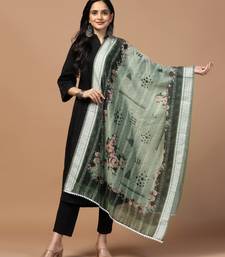 Digital Ethnic Motif Print Chanderi Cotton Crochet Work Regular Dupatta Wear on Kurti For Women and Girls