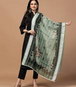 Digital Ethnic Motif Print Chanderi Cotton Crochet Work Regular Dupatta Wear on Kurti For Women and Girls