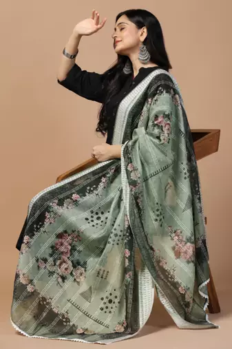 Digital Ethnic Motif Print Chanderi Cotton Crochet Work Regular Dupatta Wear on Kurti For Women and Girls