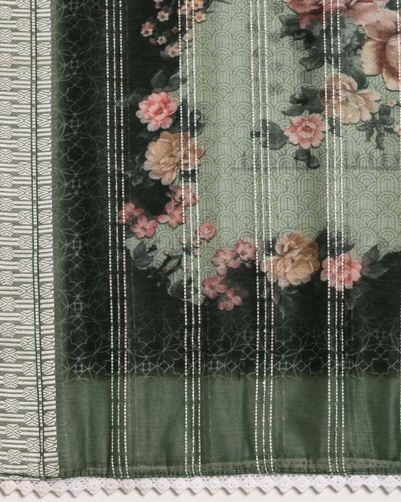 Digital Ethnic Motif Print Chanderi Cotton Crochet Work Regular Dupatta Wear on Kurti For Women and Girls