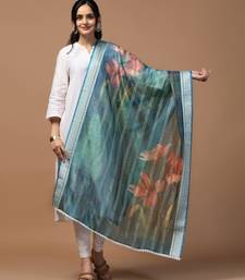 Digital Ethnic Motif Print Orgenza Khadi Silk Crochet Work Regular Dupatta Wear on Kurti For Women and Girls
