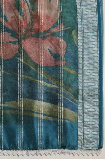 Digital Ethnic Motif Print Orgenza Khadi Silk Crochet Work Regular Dupatta Wear on Kurti For Women and Girls