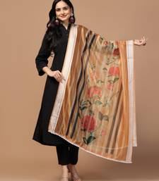 Digital Ethnic Motif Print Orgenza Khadi Silk Crochet Work Regular Dupatta Wear on Kurti For Women and Girls