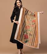 Digital Ethnic Motif Print Orgenza Khadi Silk Crochet Work Regular Dupatta Wear on Kurti For Women and Girls