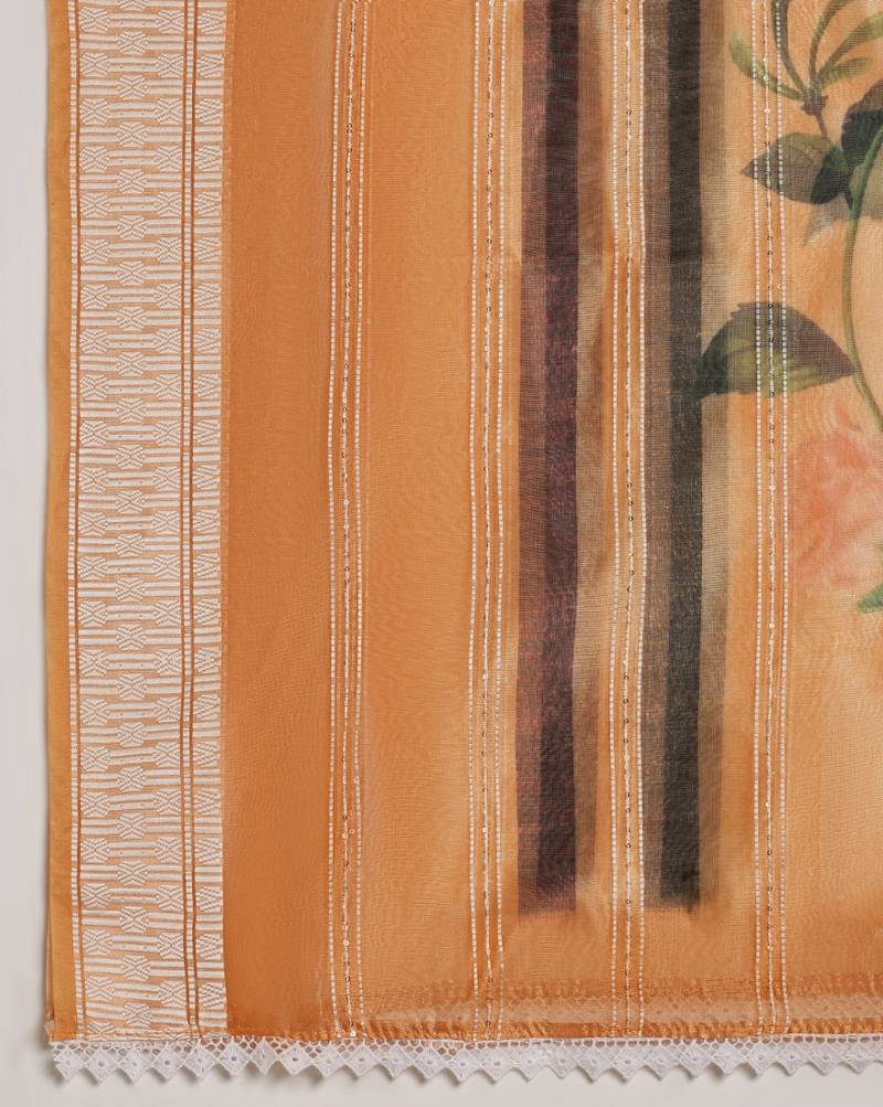 Digital Ethnic Motif Print Orgenza Khadi Silk Crochet Work Regular Dupatta Wear on Kurti For Women and Girls