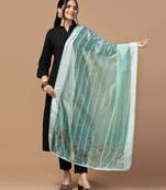 Digital Ethnic Motif Print Orgenza Khadi Silk Crochet Work Regular Dupatta Wear on Kurti For Women and Girls