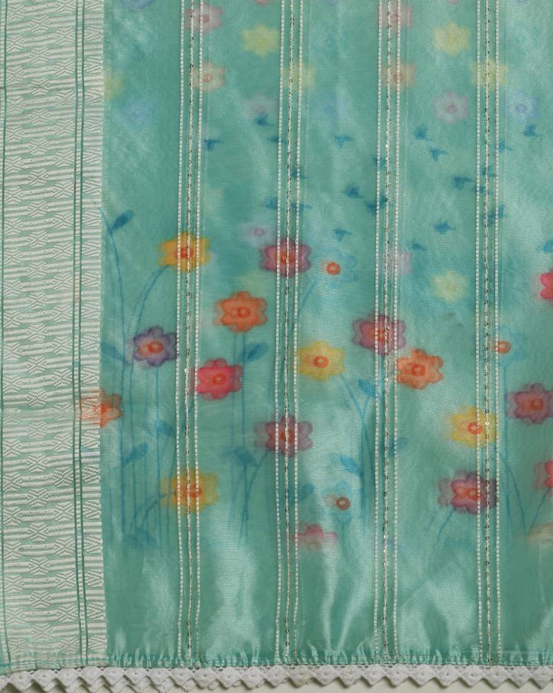 Digital Ethnic Motif Print Orgenza Khadi Silk Crochet Work Regular Dupatta Wear on Kurti For Women and Girls