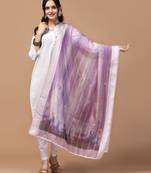 Digital Ethnic Motif Print Orgenza Khadi Silk Crochet Work Regular Dupatta Wear on Kurti For Women and Girls