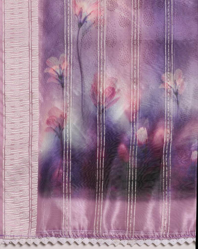 Digital Ethnic Motif Print Orgenza Khadi Silk Crochet Work Regular Dupatta Wear on Kurti For Women and Girls