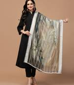 Digital Ethnic Motif Print Orgenza Khadi Silk Crochet Work Regular Dupatta Wear on Kurti For Women and Girls