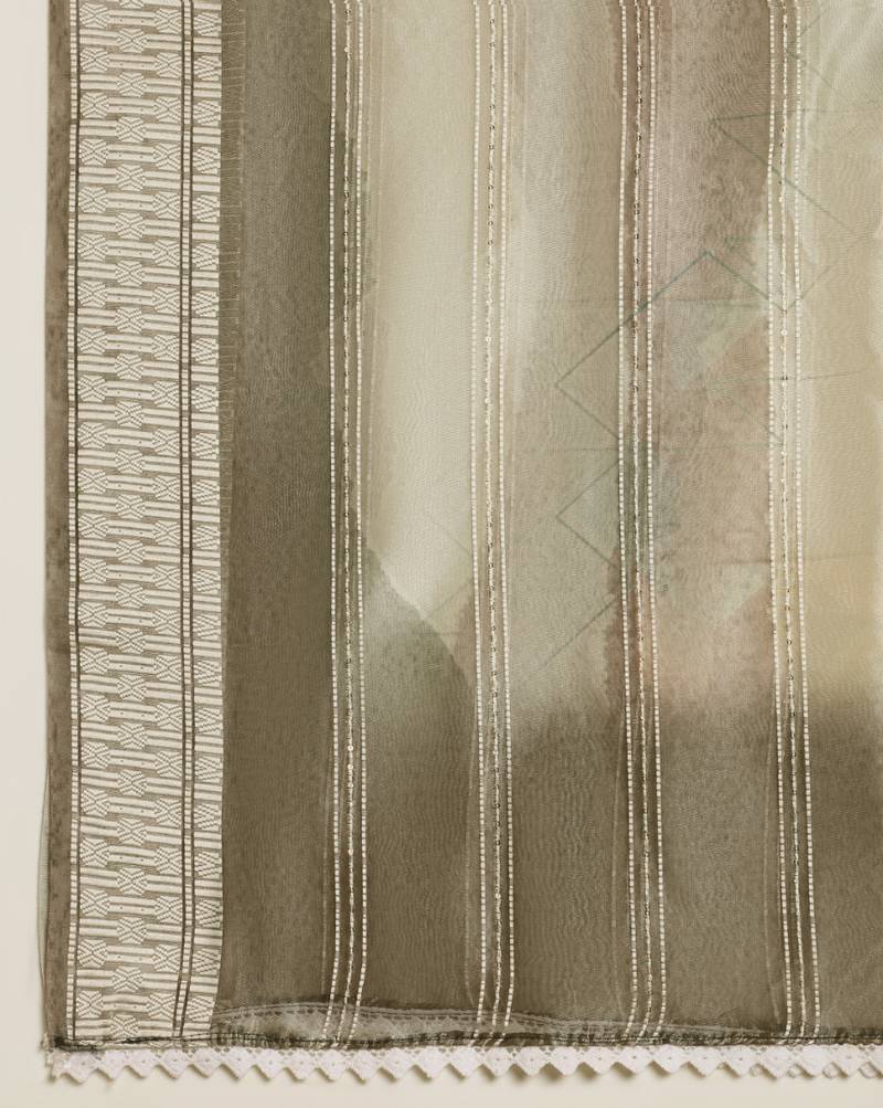 Digital Ethnic Motif Print Orgenza Khadi Silk Crochet Work Regular Dupatta Wear on Kurti For Women and Girls