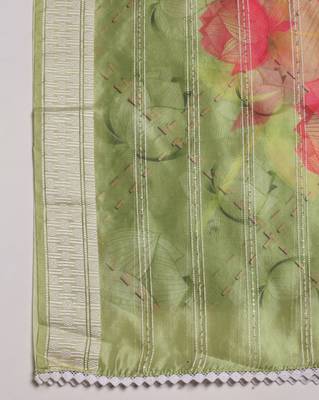 Digital Ethnic Motif Print Orgenza Khadi Silk Crochet Work Regular Dupatta Wear on Kurti For Women and Girls 5