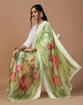 Digital Ethnic Motif Print Orgenza Khadi Silk Crochet Work Regular Dupatta Wear on Kurti For Women and Girls 6
