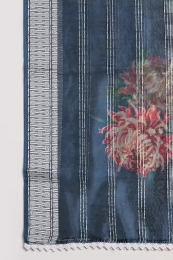Digital Ethnic Motif Print Orgenza Khadi Silk Crochet Work Regular Dupatta Wear on Kurti For Women and Girls