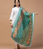 Digital Ethnic Motif Print Orgenza Khadi Silk Crochet Work Regular Dupatta Wear on Kurti For Women and Girls