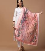 Digital Ethnic Motif Print Orgenza Khadi Silk Crochet Work Regular Dupatta Wear on Kurti For Women and Girls