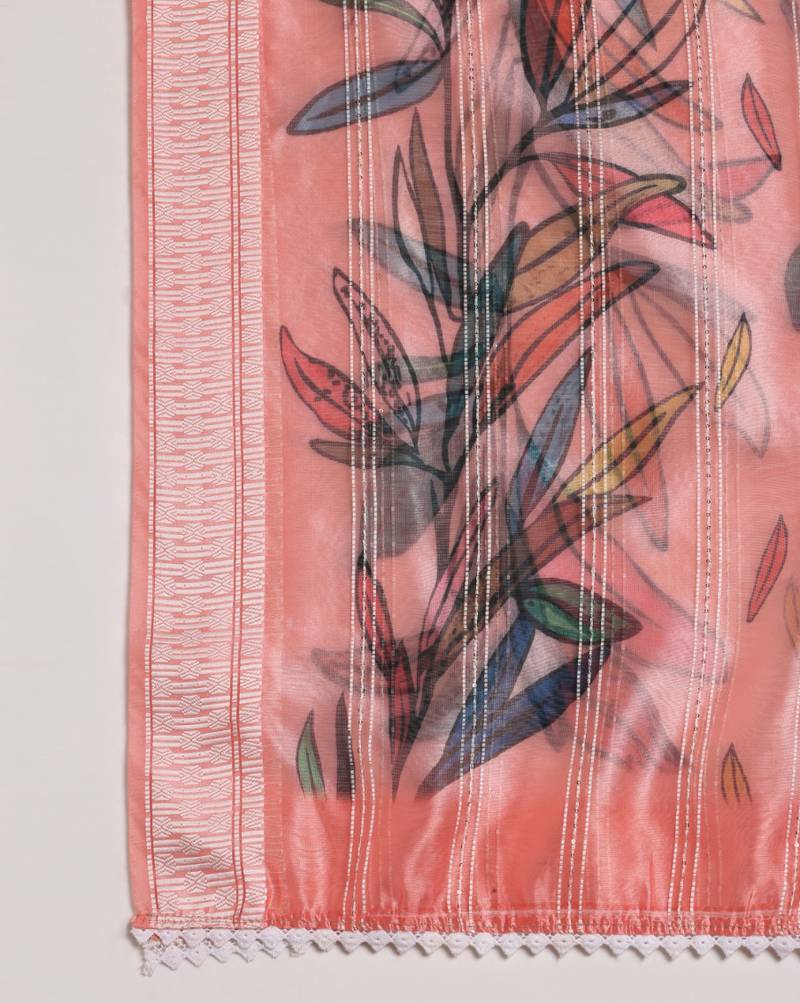 Digital Ethnic Motif Print Orgenza Khadi Silk Crochet Work Regular Dupatta Wear on Kurti For Women and Girls